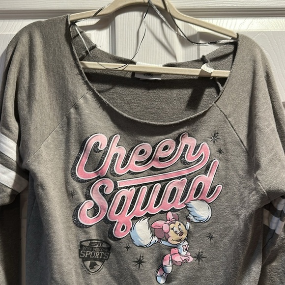 Disney Parks Minnie Mouse Cheer Squad Off Shoulder Sweatshirt M cheerleader - Picture 4 of 7